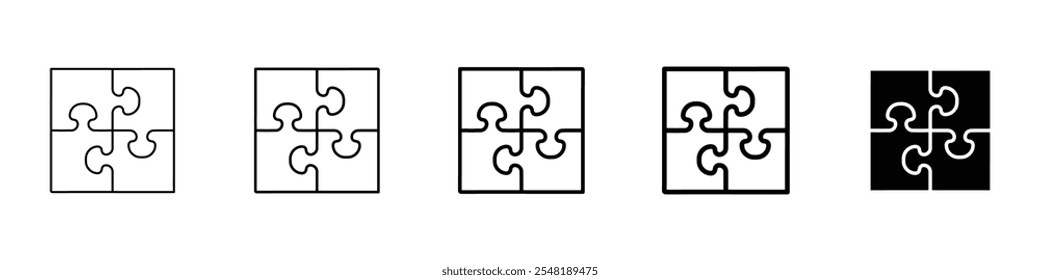 puzzle icon Simple thin line logo set