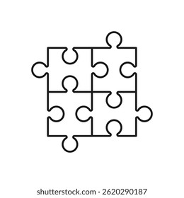Puzzle icon, simple vector design linear icon. Line with editable stroke