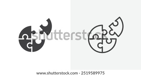 Puzzle icon. solid filled and stroke thin line style eps 10