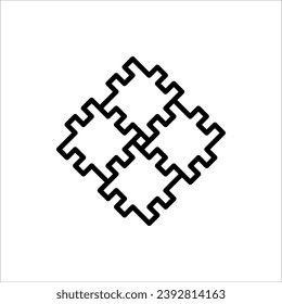 Puzzle icon. Teamwork symbol. Plugins sign. Logo template for website, ui, app. Outline, flat, and colored style. Vector illustration on white background