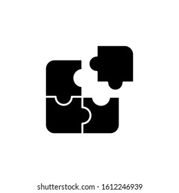 Puzzle icon template, Puzzle symbol vector sign in black flat shape design isolated on white background