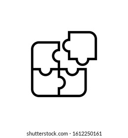 Puzzle icon template, Puzzle symbol vector sign in outline style isolated on white background
