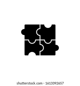 Puzzle icon template, Puzzle symbol vector sign in black flat shape design isolated on white background