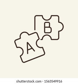 Puzzle icon template.Education concept. Thin line vector. Logo design. Isolated illustration can be used for web design, printing, advertising, decoration