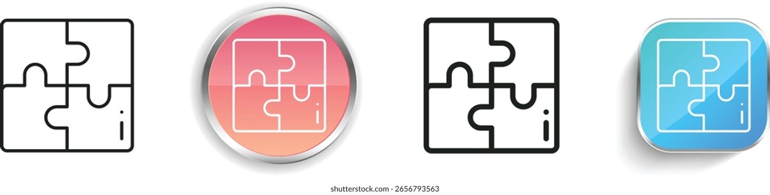 ícone de quebra- cabeça. Design fino, linear, regular e estilo botão isolado no fundo branco