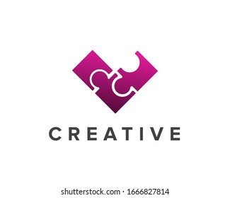 Puzzle icon in trendy flat design. Puzzle Logo Vector Template Design Element For Business.