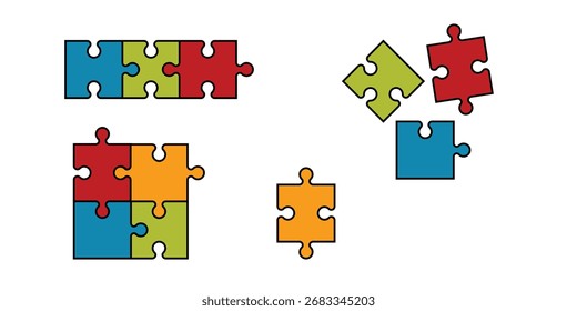 Puzzle icon in trendy flat style design. Vector graphic illustration. Puzzle icon for website design . eps  10