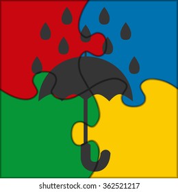 puzzle icon umbrella rain