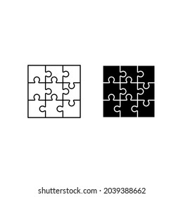 Puzzle-Symbol-Vektorgrafik. Abstrakte schwarze Symbol auf weißem Hintergrund. Vektorgrafik einzeln.