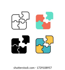 puzzle icon vector with different style design. isolated on white background