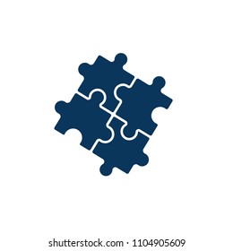 Puzzle icon vector, filled flat sign, solid pictogram isolated on white. Plugins symbol, logo illustration.Puzzle pieces vector. Finance money management target. blue color