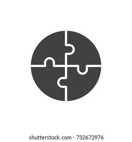Puzzle icon vector, filled flat sign, solid pictogram isolated on white. Symbol, logo illustration.