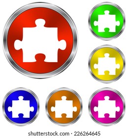 puzzle  icon - vector glossy colourful buttons