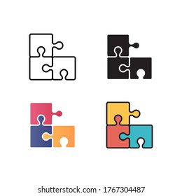 puzzle icon vector illustration with different style design. isolated on white background