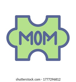 puzzle icon vector illustration filled outline style. mother's day icon set.