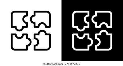 Puzzle Icon Ilustración vectorial. Diseño De Línea Fresca Construido Para Una Flexibilidad Creativa En Versiones Claras Y Oscuras.