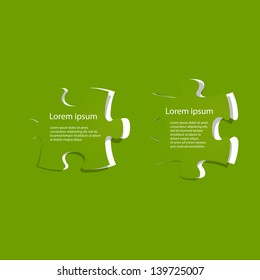 Puzzle icon. Vector illustration on green background