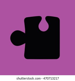 Puzzle icon vector illustration. Purple background