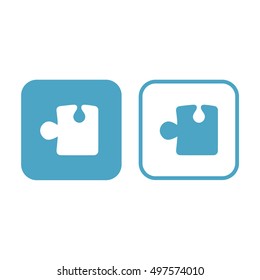 Puzzle icon vector illustration. White and blue