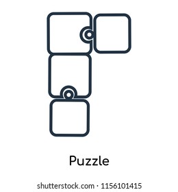 Puzzle icon vector isolated on white background, Puzzle transparent sign , thin symbols or lined elements in outline style