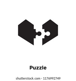 Puzzle icon vector isolated on white background, logo concept of Puzzle sign on transparent background, filled black symbol
