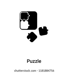 Puzzle icon vector isolated on white background, logo concept of Puzzle sign on transparent background, filled black symbol