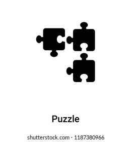 Puzzle icon vector isolated on white background, logo concept of Puzzle sign on transparent background, filled black symbol