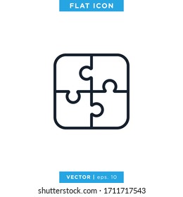 Puzzle Icon Vector Logo Design Template. Editable Stroke.