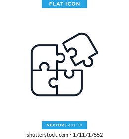 Puzzle Icon Vector Logo Design Template. Editable Stroke