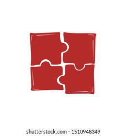 puzzle icon vector logo red color