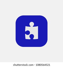 puzzle icon vector on blue