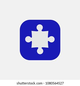 puzzle icon vector on blue