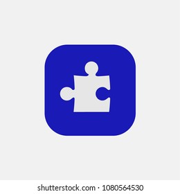 puzzle icon vector on blue