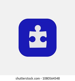 puzzle icon vector on blue