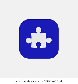 puzzle icon vector on blue