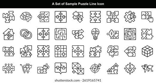 Puzzle Icon Vector Set, Solution Logic Problem Graphics