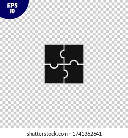 Puzzle icon vector.Four piece of puzzle illustration