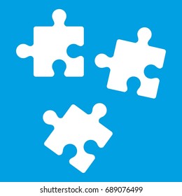 Puzzle icon white isolated on blue background vector illustration