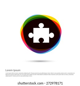 puzzle icon, White pictogram icon creative circle Multicolor background. Vector illustration. Flat icon design style