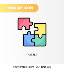 icono de rompecabezas para tu diseño de sitio web, logotipo, aplicación, interfaz de usuario. Ilustración gráfica vectorial y trazo editable. diseño de color lineal con icono de rompecabezas.