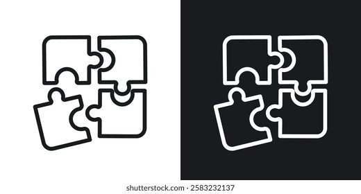 Puzzle icons in black and white liner strokes for web design.