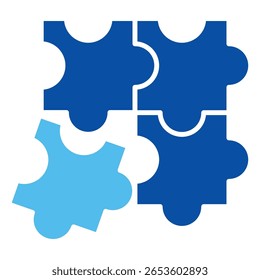 Ícones De Quebra-Cabeça Em Estilo Azul, Ilustração De Vetor