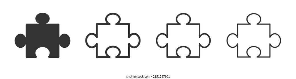 Puzzle icons collection in two different styles and different stroke. Vector illustration EPS10