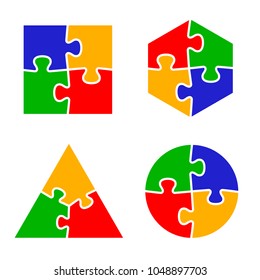 Puzzle icons collection, vector isolated color illustration, for your design.