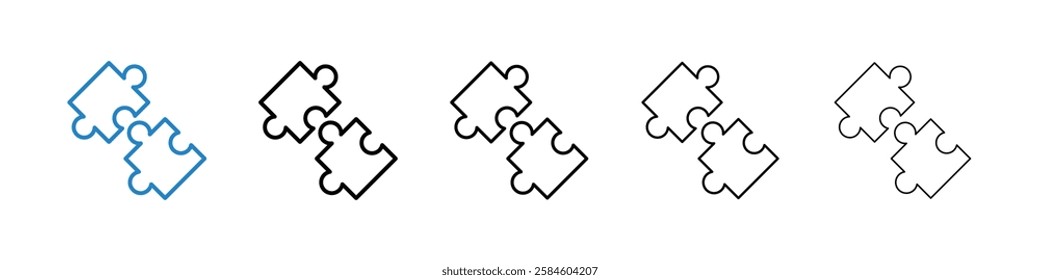 Puzzle icons in five different stroke sizes