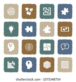 Puzzle Icons. Grunge Color Flat Design. Vector Illustration. 