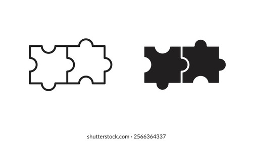 Puzzle icons in line stroke and flat versions