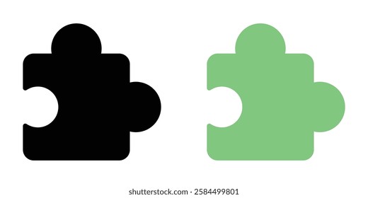 Puzzle icons pack in black and colored version