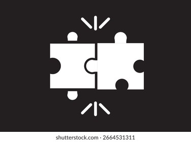 Puzzle Icons pack in outlined and flat versions.Puzzle pieces vectors icons graphics pack
