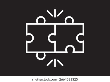 Paquete de iconos de rompecabezas en versiones delineadas y planas. Piezas de rompecabezas paquete de Vectores de iconos
